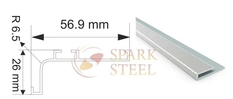 Stainless steel J profiles sections dimensions